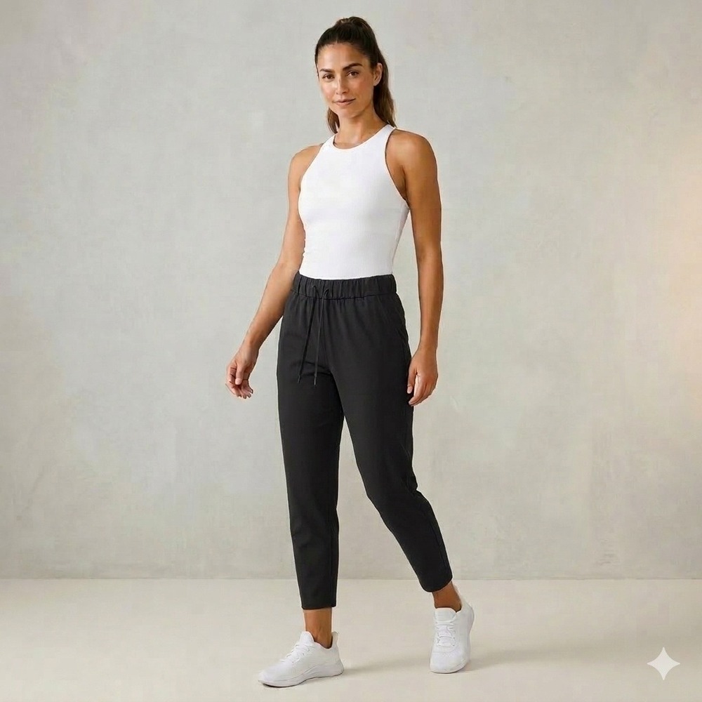 Lululemon Stretch High-Rise 7/8 Length Tapered Pants Size 8 Black Pull On